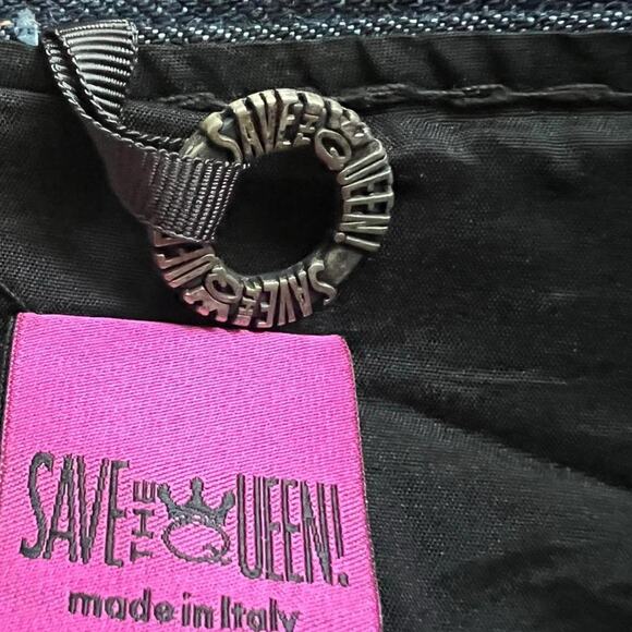 Save The Queen Patchwork Wool Blend Skirt Italy Multicolor Tweed Denim 17” - Picture 5 of 6